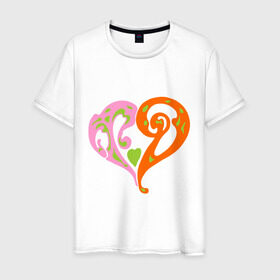 Мужская футболка хлопок с принтом Красивое сердце в Санкт-Петербурге, 100% хлопок | прямой крой, круглый вырез горловины, длина до линии бедер, слегка спущенное плечо. | две половинки | красивое сердце | прикольные картинки | сердечко