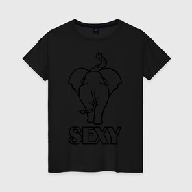 Женская футболка хлопок с принтом Sexy (секси) в Санкт-Петербурге, 100% хлопок | прямой крой, круглый вырез горловины, длина до линии бедер, слегка спущенное плечо | животные | прикольные картинки