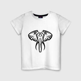 Детская футболка хлопок с принтом Слон тату в Санкт-Петербурге, 100% хлопок | круглый вырез горловины, полуприлегающий силуэт, длина до линии бедер | большой слон | голова слона | животные | прикольные картинки | силуэт слона | слон тату | трайбл