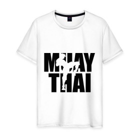 Мужская футболка хлопок с принтом Muay thai (Тайский бокс) в Санкт-Петербурге, 100% хлопок | прямой крой, круглый вырез горловины, длина до линии бедер, слегка спущенное плечо. | 