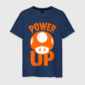 Мужская футболка хлопок с принтом Mario power up в Санкт-Петербурге, 100% хлопок | прямой крой, круглый вырез горловины, длина до линии бедер, слегка спущенное плечо. | nintendo | марио | нинтендо