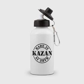 Бутылка спортивная с принтом Made in Kazan (Сделано в Казани) в Санкт-Петербурге, металл | емкость — 500 мл, в комплекте две пластиковые крышки и карабин для крепления | 