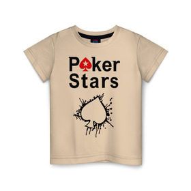 Детская футболка хлопок с принтом Poker Stars в Санкт-Петербурге, 100% хлопок | круглый вырез горловины, полуприлегающий силуэт, длина до линии бедер | Тематика изображения на принте: pokerstars