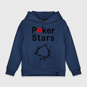Детское худи Oversize хлопок с принтом Poker Stars в Санкт-Петербурге, френч-терри — 70% хлопок, 30% полиэстер. Мягкий теплый начес внутри —100% хлопок | боковые карманы, эластичные манжеты и нижняя кромка, капюшон на магнитной кнопке | Тематика изображения на принте: pokerstars