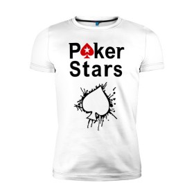 Мужская футболка премиум с принтом Poker Stars в Санкт-Петербурге, 92% хлопок, 8% лайкра | приталенный силуэт, круглый вырез ворота, длина до линии бедра, короткий рукав | Тематика изображения на принте: pokerstars