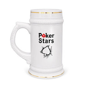 Кружка пивная с принтом Poker Stars в Санкт-Петербурге,  керамика (Материал выдерживает высокую температуру, стоит избегать резкого перепада температур) |  объем 630 мл | Тематика изображения на принте: pokerstars
