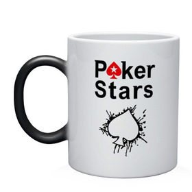 Кружка хамелеон с принтом Poker Stars в Санкт-Петербурге, керамика | меняет цвет при нагревании, емкость 330 мл | pokerstars