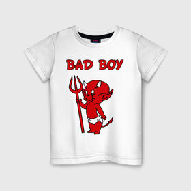 Детская футболка хлопок с принтом bad boy в Санкт-Петербурге, 100% хлопок | круглый вырез горловины, полуприлегающий силуэт, длина до линии бедер | b boy | bad | boy | парень | прикольные картинки | черт | чертик