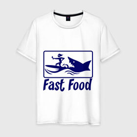 Мужская футболка хлопок с принтом fast food - быстрая еда в Санкт-Петербурге, 100% хлопок | прямой крой, круглый вырез горловины, длина до линии бедер, слегка спущенное плечо. | fast food | fast food   быстрая еда | акула | быстрая еда | еда | прикольные картинки