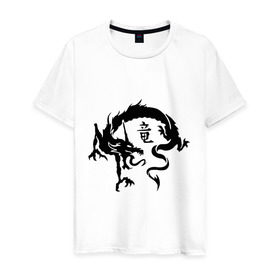 Мужская футболка хлопок с принтом Дракон в японском стиле в Санкт-Петербурге, 100% хлопок | прямой крой, круглый вырез горловины, длина до линии бедер, слегка спущенное плечо. | дракон | дракон в японском стиле | монстры | привидения и дьяволы | японский стиль