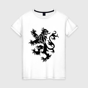 Женская футболка хлопок с принтом Геральдический лев в Санкт-Петербурге, 100% хлопок | прямой крой, круглый вырез горловины, длина до линии бедер, слегка спущенное плечо | 