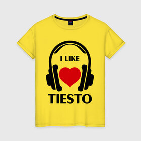 Женская футболка хлопок с принтом Мне нравится Tiesto в Санкт-Петербурге, 100% хлопок | прямой крой, круглый вырез горловины, длина до линии бедер, слегка спущенное плечо | dj | rnb | к сердцу | клубная музыка | клубные | любовь к музыка | мне нравится | мне нравится tiesto | музыка