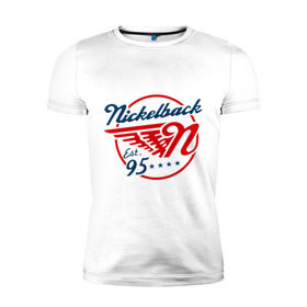 Мужская футболка премиум с принтом Nickelback в Санкт-Петербурге, 92% хлопок, 8% лайкра | приталенный силуэт, круглый вырез ворота, длина до линии бедра, короткий рукав | 95 | nickelback | альтернативный метал | альтернативный рок | крылатый рок | музыка | хард рок