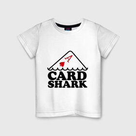 Детская футболка хлопок с принтом Карточная акула в Санкт-Петербурге, 100% хлопок | круглый вырез горловины, полуприлегающий силуэт, длина до линии бедер | Тематика изображения на принте: pokerstars