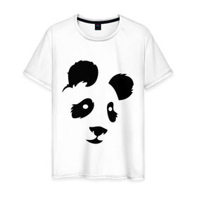 Мужская футболка хлопок с принтом Панда в Санкт-Петербурге, 100% хлопок | прямой крой, круглый вырез горловины, длина до линии бедер, слегка спущенное плечо. | панда