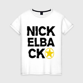 Женская футболка хлопок с принтом Nickelback star в Санкт-Петербурге, 100% хлопок | прямой крой, круглый вырез горловины, длина до линии бедер, слегка спущенное плечо | 