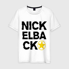Мужская футболка хлопок с принтом Nickelback star в Санкт-Петербурге, 100% хлопок | прямой крой, круглый вырез горловины, длина до линии бедер, слегка спущенное плечо. | 