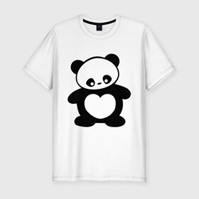 Мужская футболка премиум с принтом Панда с сердцем panda heart в Санкт-Петербурге, 92% хлопок, 8% лайкра | приталенный силуэт, круглый вырез ворота, длина до линии бедра, короткий рукав | панда