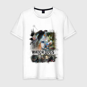 Мужская футболка хлопок с принтом Watch Dogs в Санкт-Петербурге, 100% хлопок | прямой крой, круглый вырез горловины, длина до линии бедер, слегка спущенное плечо. | watch dogs | игры