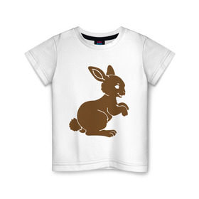 Детская футболка хлопок с принтом Зайчик в Санкт-Петербурге, 100% хлопок | круглый вырез горловины, полуприлегающий силуэт, длина до линии бедер | белый кролик | животные | зайчик | кролик | милый зайка
