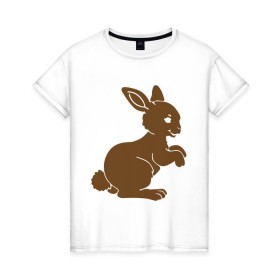 Женская футболка хлопок с принтом Зайчик в Санкт-Петербурге, 100% хлопок | прямой крой, круглый вырез горловины, длина до линии бедер, слегка спущенное плечо | белый кролик | животные | зайчик | кролик | милый зайка