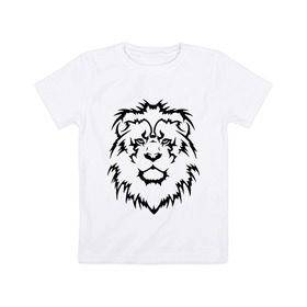 Детская футболка хлопок с принтом Лев - Взгляд в Санкт-Петербурге, 100% хлопок | круглый вырез горловины, полуприлегающий силуэт, длина до линии бедер | голова | голова льва | тату