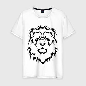 Мужская футболка хлопок с принтом Лев - Взгляд в Санкт-Петербурге, 100% хлопок | прямой крой, круглый вырез горловины, длина до линии бедер, слегка спущенное плечо. | голова | голова льва | тату