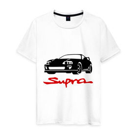 Мужская футболка хлопок с принтом toyota supra в Санкт-Петербурге, 100% хлопок | прямой крой, круглый вырез горловины, длина до линии бедер, слегка спущенное плечо. | toyota | toyota supra | автомобильные | машинка | спорт | тачки