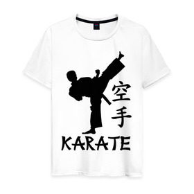 Мужская футболка хлопок с принтом Karate (Карате) в Санкт-Петербурге, 100% хлопок | прямой крой, круглый вырез горловины, длина до линии бедер, слегка спущенное плечо. | Тематика изображения на принте: karate | единоборства | карате | спорт