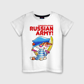 Детская футболка хлопок с принтом Котенок в тельняшке в Санкт-Петербурге, 100% хлопок | круглый вырез горловины, полуприлегающий силуэт, длина до линии бедер | пират