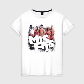 Женская футболка хлопок с принтом MisFits в Санкт-Петербурге, 100% хлопок | прямой крой, круглый вырез горловины, длина до линии бедер, слегка спущенное плечо | 