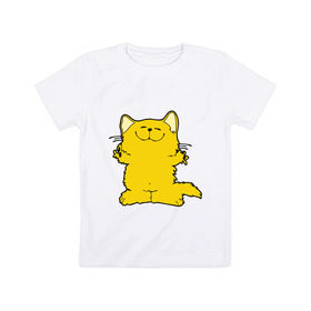 Детская футболка хлопок с принтом Обнимашки в Санкт-Петербурге, 100% хлопок | круглый вырез горловины, полуприлегающий силуэт, длина до линии бедер | киска | котик | кошки | милый котик | обнимашки | прикольные картинки