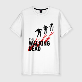 Мужская футболка премиум с принтом the walking dead (ходячие мертвецы) в Санкт-Петербурге, 92% хлопок, 8% лайкра | приталенный силуэт, круглый вырез ворота, длина до линии бедра, короткий рукав | the walking dead | сериалы | ходячие мертвецы