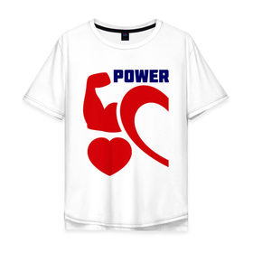 Мужская футболка хлопок Oversize с принтом Power of love (м) в Санкт-Петербурге, 100% хлопок | свободный крой, круглый ворот, “спинка” длиннее передней части | 14 февраля | power of love | влюбленным | для двоих | парные | сила любви