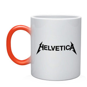 Кружка хамелеон с принтом Helvetica Metallica в Санкт-Петербурге, керамика | меняет цвет при нагревании, емкость 330 мл | helvetica metallica | антибренд
