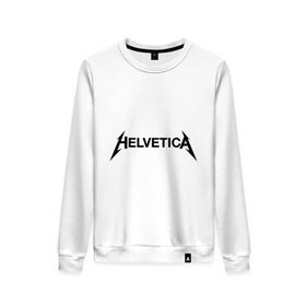 Женский свитшот хлопок с принтом Helvetica Metallica в Санкт-Петербурге, 100% хлопок | прямой крой, круглый вырез, на манжетах и по низу широкая трикотажная резинка  | helvetica metallica | антибренд