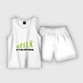 Детская пижама с шортами хлопок с принтом Tennis Evolution в Санкт-Петербурге,  |  | tennis evolution | мяч | спорт | теннис | эволюция
