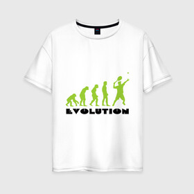 Женская футболка хлопок Oversize с принтом Tennis Evolution в Санкт-Петербурге, 100% хлопок | свободный крой, круглый ворот, спущенный рукав, длина до линии бедер
 | tennis evolution | мяч | спорт | теннис | эволюция