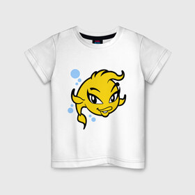Детская футболка хлопок с принтом Рыбка золотая в Санкт-Петербурге, 100% хлопок | круглый вырез горловины, полуприлегающий силуэт, длина до линии бедер | 