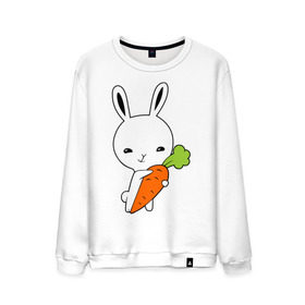 Мужской свитшот хлопок с принтом Зайчик с морковкой в Санкт-Петербурге, 100% хлопок |  | Тематика изображения на принте: животные | зайка | зайчик | зайчик с морковкой | морковка