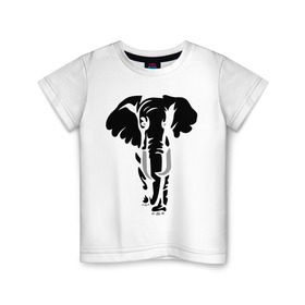 Детская футболка хлопок с принтом Слон в Санкт-Петербурге, 100% хлопок | круглый вырез горловины, полуприлегающий силуэт, длина до линии бедер | слон