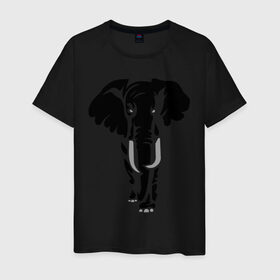 Мужская футболка хлопок с принтом Слон в Санкт-Петербурге, 100% хлопок | прямой крой, круглый вырез горловины, длина до линии бедер, слегка спущенное плечо. | Тематика изображения на принте: слон