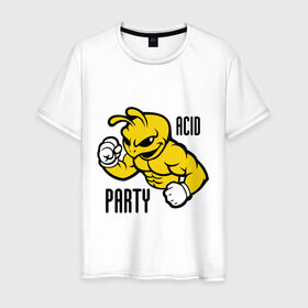Мужская футболка хлопок с принтом Acid party в Санкт-Петербурге, 100% хлопок | прямой крой, круглый вырез горловины, длина до линии бедер, слегка спущенное плечо. | Тематика изображения на принте: acid party | dj 
 клубная музыка | rnb | клубные