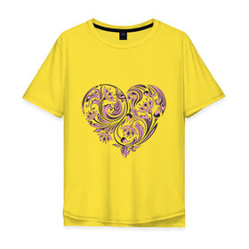 Мужская футболка хлопок Oversize с принтом Расписное сердце в Санкт-Петербурге, 100% хлопок | свободный крой, круглый ворот, “спинка” длиннее передней части | 14 февраля | love is.. | влюбленным | красивые рисунки | расписное сердце | сердца | сердце
