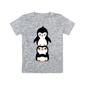 Детская футболка хлопок с принтом Пингвины в Санкт-Петербурге, 100% хлопок | круглый вырез горловины, полуприлегающий силуэт, длина до линии бедер | 14 февраля | влюбленным | пингвины | прикольные картинки