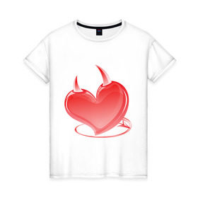 Женская футболка хлопок с принтом Наши сердца (госпожа) в Санкт-Петербурге, 100% хлопок | прямой крой, круглый вырез горловины, длина до линии бедер, слегка спущенное плечо | 14 февраля | госпожа | для двоих | любовь | наши сердца | парные