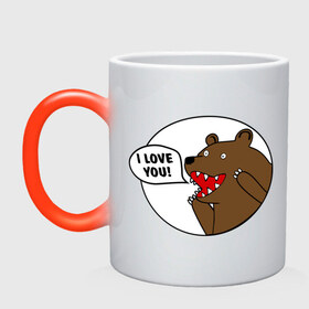 Кружка хамелеон с принтом Медведь - я люблю тебя в Санкт-Петербурге, керамика | меняет цвет при нагревании, емкость 330 мл | i | love | you | люблю | любовь | медвед | медведь