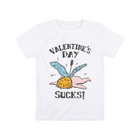 Детская футболка хлопок с принтом Valentine`s day sucks в Санкт-Петербурге, 100% хлопок | круглый вырез горловины, полуприлегающий силуэт, длина до линии бедер | 14 февраля | день всех влюбленных | день святого валентина | ненавижу день святого валентина