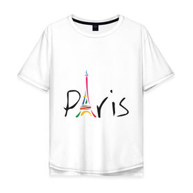 Мужская футболка хлопок Oversize с принтом Красочный Париж в Санкт-Петербурге, 100% хлопок | свободный крой, круглый ворот, “спинка” длиннее передней части | башня | красочный париж | париж | туристические | франция | эльфивая башня