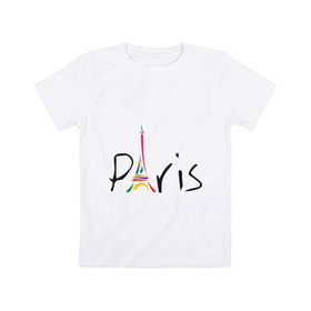 Детская футболка хлопок с принтом Красочный Париж в Санкт-Петербурге, 100% хлопок | круглый вырез горловины, полуприлегающий силуэт, длина до линии бедер | башня | красочный париж | париж | туристические | франция | эльфивая башня